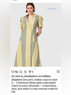 Livro Chartreuse Stripe Collared Wrap Dress